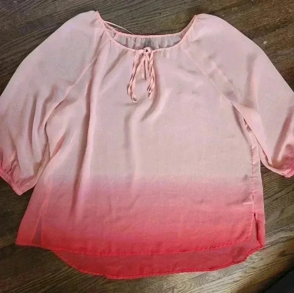 Penningtons *New Women's Plus Size Pink Ombre  3/4 Sleeve Blouse Size 3x - Picture 1 of 11